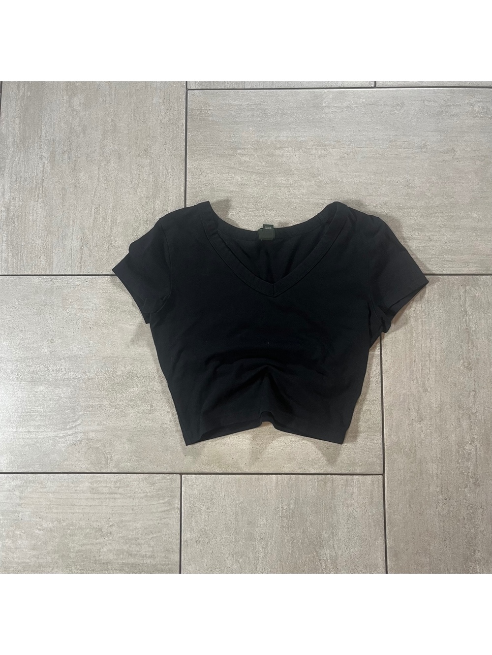 Wild Fable Black Cropped V-Neck Top XS